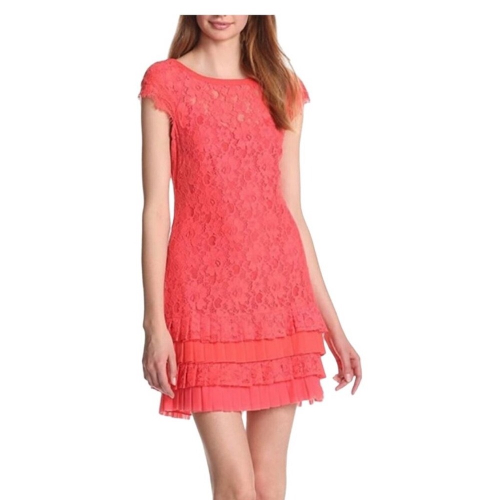 Jessica Simpson Coral Tiered Fringe dress (Size 4)
